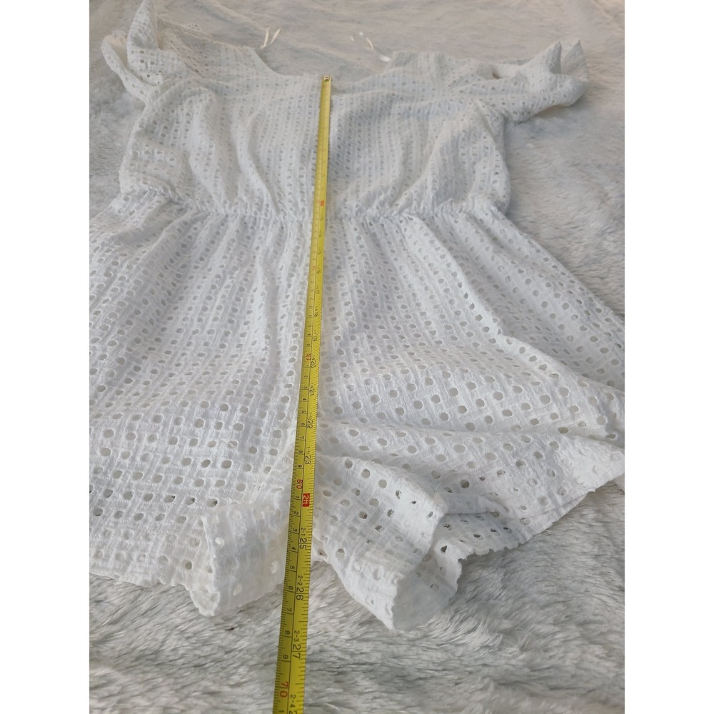 Lilka Anthropologie White Eyelet Romper Open Back Tie 3/4 Sleeve Medium - Picture 4 of 9